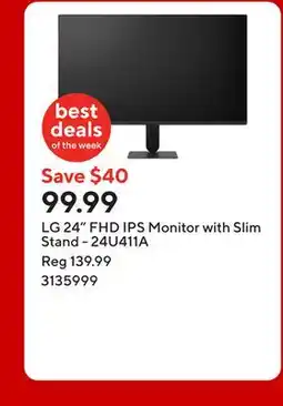 Staples LG 24 FHD IPS Monitor with Slim Stand - 24U411A offer