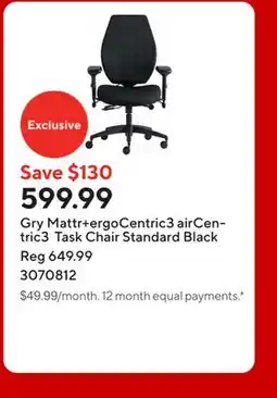 Staples Gry Mattr+ergoCentric3 airCentric3 Task Chair Standard Black offer
