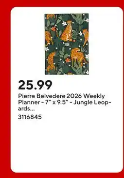Staples Pierre Belvedere 2026 Weekly Planner - 7 x 9.5 - Jungle Leopards - English offer