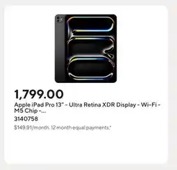Staples Apple iPad Pro 13 - Ultra Retina XDR Display - Wi-Fi - M5 Chip - 256 GB - Space Black offer