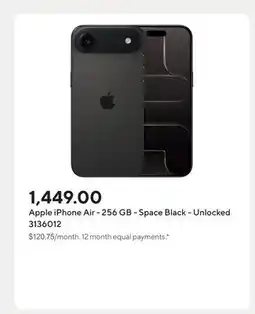 Staples Apple iPhone Air - 256 GB - Space Black - Unlocked offer