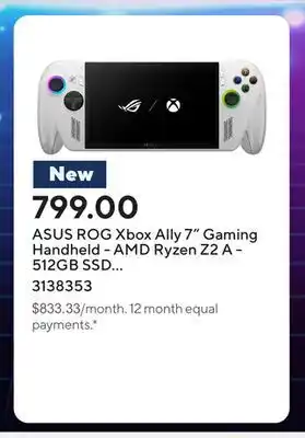 Staples ASUS ROG Xbox Ally 7 Gaming Handheld - AMD Ryzen Z2 A - 512GB SSD - 16GB RAM - Windows 11 Home offer