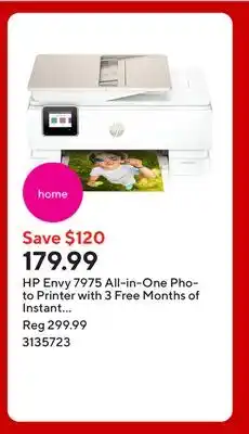 Staples HP Envy 7975 All-in-One Photo Printer with 3 Free Months of Instant Ink offer