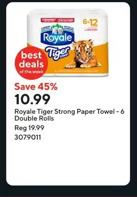 Staples Royale Tiger Strong Paper Towel - 6 Double Rolls offer