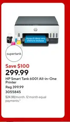 Staples HP Smart Tank 6001 All-in-One Printer offer