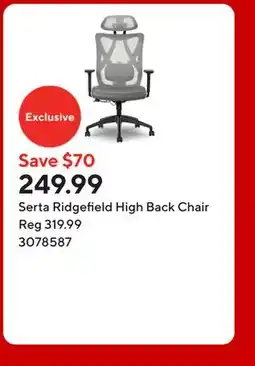 Staples Serta Ridgefield High Back Chair offer