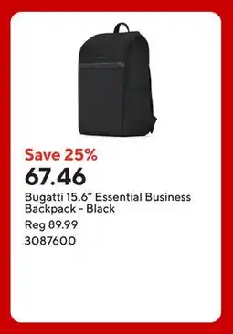 Staples Bugatti 15.6 Essential Business Backpack - Black offer
