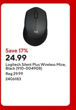 Staples Logitech Silent Plus Wireless Mice, Black (910-004908) offer