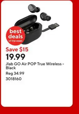 Staples Jlab GO Air POP True Wireless - Black offer