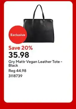 Staples Gry Mattr Vegan Leather Tote - Black offer