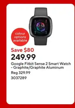 Staples Google Fitbit Sense 2 Smart Watch - Graphite/Graphite Aluminum offer