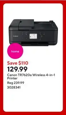 Staples Canon TR7620a Wireless 4-in-1 Printer offer