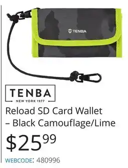Vistek TENBA Reload SD Card Wallet – Black Camouflage/Lime offer