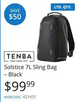Vistek TENBA QTY. Solstice 7L Sling Bag -Black offer