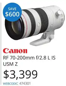 Vistek Canon RF 70-200mm f/2.8 L IS USM Z offer
