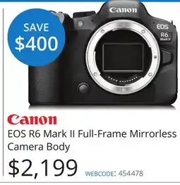 Vistek Canon EOS R6 Mark II Full-Frame Mirrorless Camera Body offer