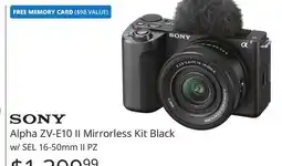 Vistek Sony Alpha ZV-E10 II Mirrorless Kit Black w/ SEL 16-50mm II PZ offer
