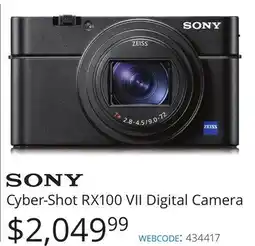 Vistek SONY Cyber-Shot RX100 VII Digital Camera offer