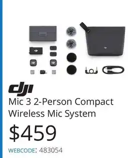 Vistek dji Mic 3 2-Person Compact Wireless Mic System offer