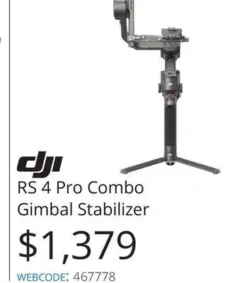 Vistek DJI RS 4 Pro Combo Gimbal Stabilizer offer