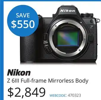 Vistek Nikon Z 6III Full-frame Mirrorless Body offer