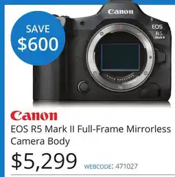 Vistek Canon EOS R5 Mark II Full-Frame Mirrorless Camera Body offer