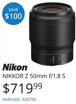 Vistek Nikon NIKKOR Z 50mm f/1.8 S offer