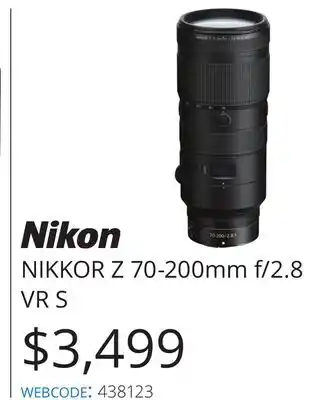 Vistek Nikon NIKKOR Z 70-200mm f/2.8 VR S offer