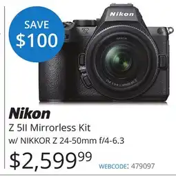 Vistek Nikon Z 5II Mirrorless Kit w/ NIKKOR Z 24-50mm f/4-6.3 offer