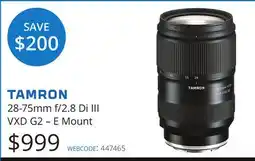 Vistek TAMRON 28-75mm f/2.8 Di III VXD G2-E Mount offer