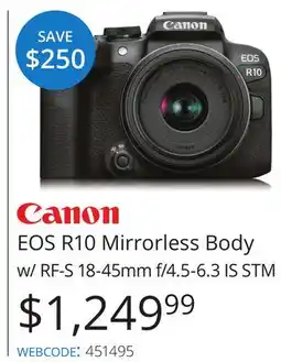 Vistek Canon EOS R10 Mirrorless Body w/RF-S 18-45mm f/4.5-6 offer