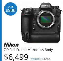 Vistek Nikon Z 9 Full-Frame Mirrorless Body offer