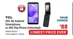 Visions Electronics TCL 502 4G Android Smartphone or 405 Flip Phone (Unlocked) offer