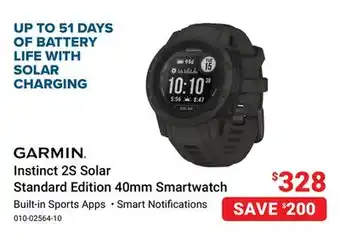 Visions Electronics GARMIN Instinct 2S Solar Standard Edition 40mm Smartwatch offer