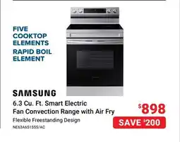 Visions Electronics SAMSUNG 6.3 Cu. Ft. Smart Electric Fan Convection Range with Fry offer