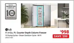 Visions Electronics LG 11.4 Cu. Ft. Counter Depth Column Freezer offer