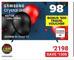 Visions Electronics Samsung 98 Crystal UHD DU9000 4K Smart TV offer