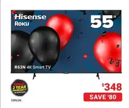 Visions Electronics Hisense Roku R63N 4K Smart TV offer