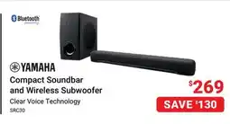 Visions Electronics YAMAHA Compact Soundbar and Wireless Subwoofer offer