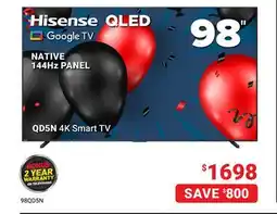Visions Electronics Hisense QLED 98 QD5N 4K Smart TV offer
