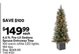 Michaels 4.5 ft. Pre-Lit Sedona Spruce entryway Tree offer
