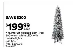 Michaels 7 ft. Pre-Lit Flocked Slim Tree offer