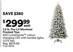 Michaels 7.5 ft. Pre-Lit montreal Flocked Tree offer