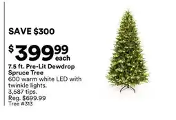 Michaels 7.5 ft. Pre-Lit Dewdrop Spruce Tree offer