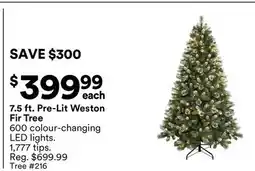 Michaels 7.5 ft. Pre-Lit Weston Fir Tree offer