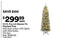 Michaels 7.5 ft. Pre-Lit Glacier Fir Flocked Tree offer