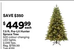 Michaels 7.5 ft. Pre-Lit Hunter Spruce Tree offer