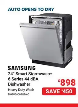 Visions Electronics Samsung 24 Smart Stormwash+ 6 Series 44 dBA Dishwasher with AutoRelease - Stainless Steel offer