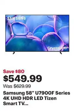 Best Buy Samsung 58 U7900F Series 4K UHD HDR LED Tizen Smart TV (UN58U7900FFXZC) - 2025 offer