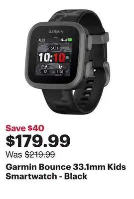 Best Buy Garmin Bounce 33.1mm Kids Smartwatch - Black offer